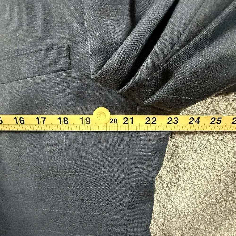 Jos A Bank Signature Gold Gordon 46R Navy 100% Wool Windowpane Sport Coat